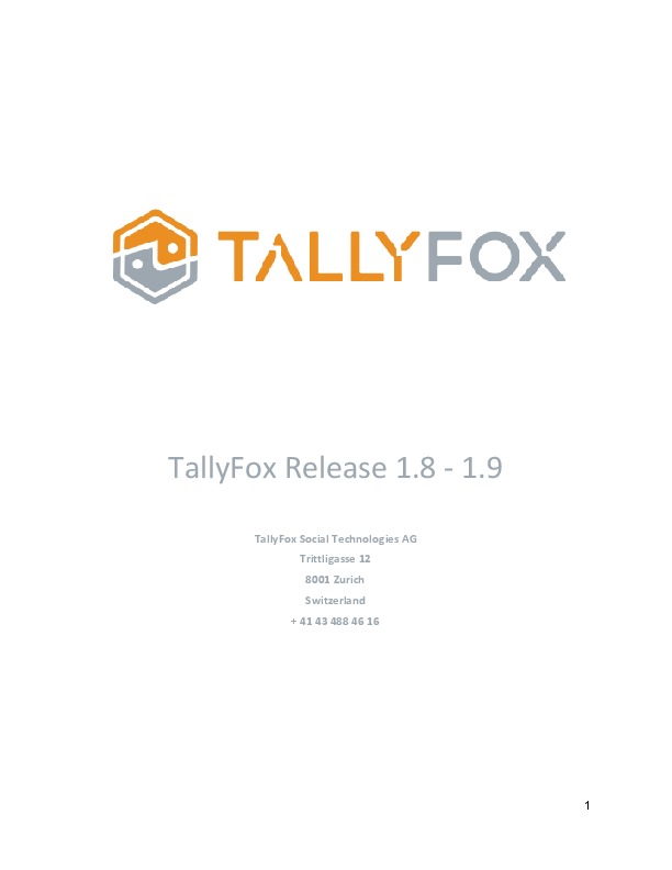 Tallium Release 1.8 and 1.9